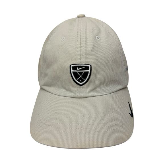 Nike Golf Hat Cap Beige Black Strapback Adjustable Embroidered Distressed - Picture 1 of 14